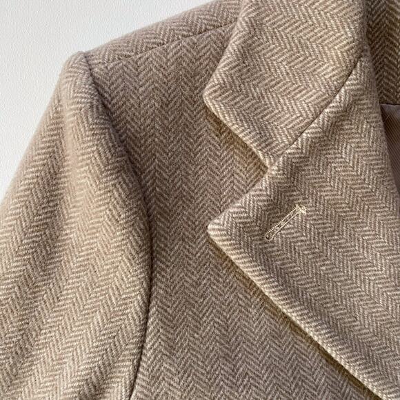 NWT Lauren Ralph Lauren Reefer Coat Plus Size 20W Wool Herringbone Beige $400 - Picture 3 of 8